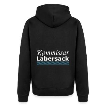 Polizei Spruch Kommissar - Unisex Premium Bio Zip Hoodie - Schwarz - Hinten - Nico (187cm)