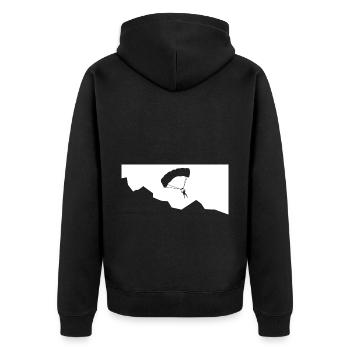 Gleitschirmfliegen - (2) - Unisex Premium Bio Zip Hoodie - Schwarz - Hinten - Nico (187cm)