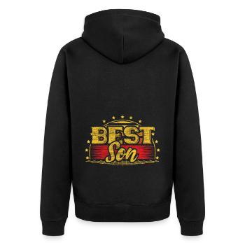 Bester Sohn Geschenkidee - Unisex Premium Bio Zip Hoodie - Schwarz - Hinten - Nico (187cm)