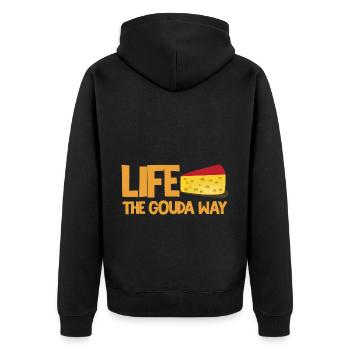 Devis fromagerie pour les amateurs de fromage Gouda et de Gouda - Veste à capuche bio Premium Unisexe - noir - Dos - Nico (187cm)