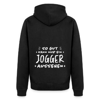 Jogger Laufen Lustiger Spruch Joggen Geschenk - Unisex Premium Bio Zip Hoodie - Schwarz - Hinten - Nico (187cm)