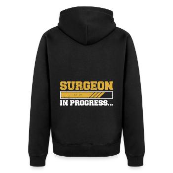 Chirurg - Unisex Premium Bio Zip Hoodie - Schwarz - Hinten - Nico (187cm)