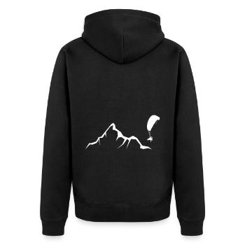 Berg - Gleitschirmfliegen - (4) - Unisex Premium Bio Zip Hoodie - Schwarz - Hinten - Nico (187cm)