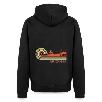 Tucson Arizona AZ City Vintage - Unisex Premium Bio Zip Hoodie - Schwarz - Hinten - Nico (187cm)