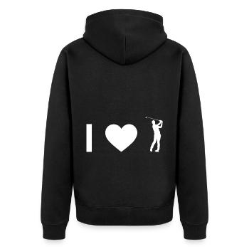 I heart and golf - - Unisex Premium Organic Zip Hoodie - black - Back - Nico (187cm)