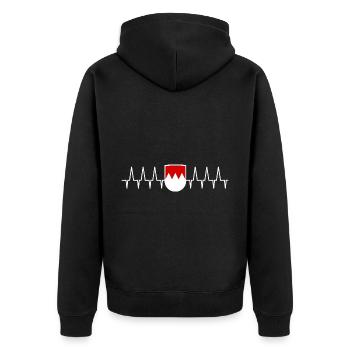 Ein Herz für Franken - Unisex Premium Bio Zip Hoodie - Schwarz - Hinten - Nico (187cm)