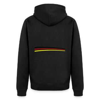 Deutschland Fahne Linie - Unisex Premium Bio Zip Hoodie - Schwarz - Hinten - Nico (187cm)