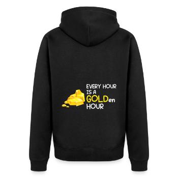 Goldwaschen Goldsucher Goldschüfer Design - Unisex Premium Bio Zip Hoodie - Schwarz - Hinten - Nico (187cm)