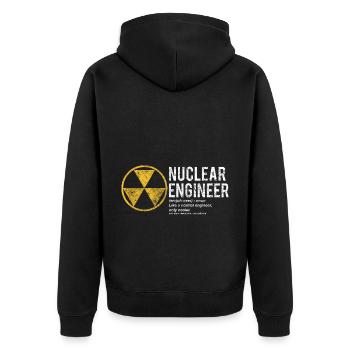 Physik Physiker - Unisex Premium Bio Zip Hoodie - Schwarz - Hinten - Nico (187cm)