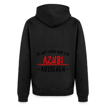 Azubi Witz Spruch Lehrling Auszubildende Geschenk - Unisex Premium Bio Zip Hoodie - Schwarz - Hinten - Nico (187cm)