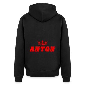 Anton - Unisex Premium Bio Zip Hoodie - Schwarz - Hinten - Nico (187cm)
