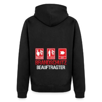 Brandschutz Brandschutzbeauftragter Beruf - Unisex Premium Bio Zip Hoodie - Schwarz - Hinten - Nico (187cm)