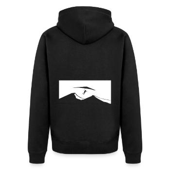 Berg - Gleitschirmfliegen - (13) - Unisex Premium Bio Zip Hoodie - Schwarz - Hinten - Nico (187cm)
