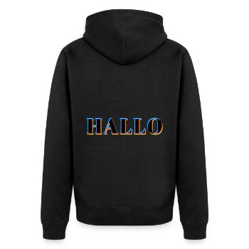 HELLO NEON - Unisex Premium Organic Zip Hoodie - black - Back - Nico (187cm)