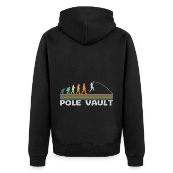 Evolution Stabhochsprung Vintage - Unisex Premium Bio Zip Hoodie - Schwarz - Hinten - Nico (187cm)