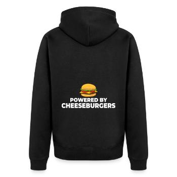 Cheeseburger Käse Sandwich Hamburger - Unisex Premium Bio Zip Hoodie - Schwarz - Hinten - Nico (187cm)