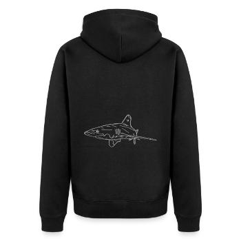 Hai - Unisex Premium Bio Zip Hoodie - Schwarz - Hinten - Nico (187cm)