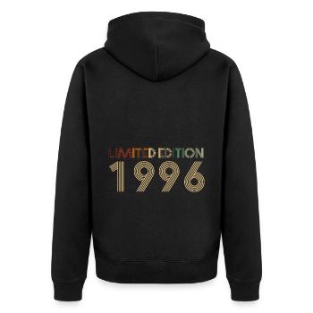 21. Geburtstag Februar Jahrgang 2002 Geschenkidee - Unisex Premium Bio Zip Hoodie - Schwarz - Hinten - Nico (187cm)