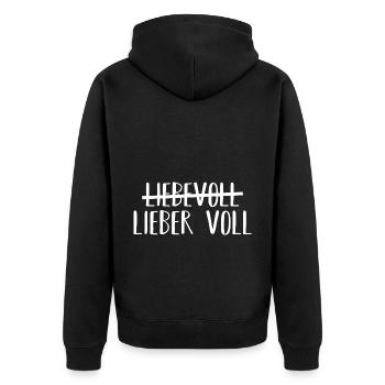 Liebevoll Lieber voll Geschenk - Unisex Premium Bio Zip Hoodie - Schwarz - Hinten - Nico (187cm)