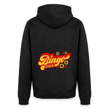 Bingo Squad Funny Lucky Gambling - Unisex Premium Bio Zip Hoodie - Schwarz - Hinten - Nico (187cm)