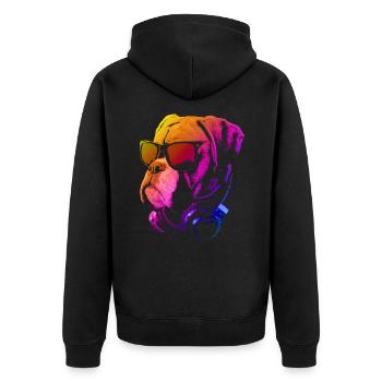 Dj Bulldog Red - Unisex Premium Organic Zip Hoodie - black - Back - Nico (187cm)