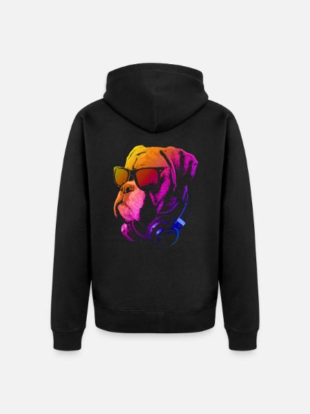 Dj Bulldog Red - Unisex Premium Organic Zip Hoodie - black