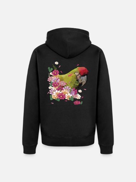 Red-fronted Macaw - Unisex Premium Organic Zip Hoodie - black