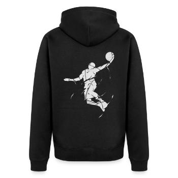 Basketball Basketball Player Dunking Broken Splash - Unisex Premium Organic Zip Hoodie - black - Back - Nico (187cm)
