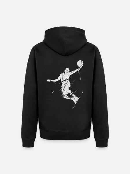 basket-ball basketteur dunk broken splash - Veste à capuche bio Premium Unisexe - noir
