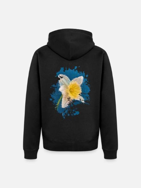 Blume - Unisex Premium Bio Zip Hoodie - Schwarz