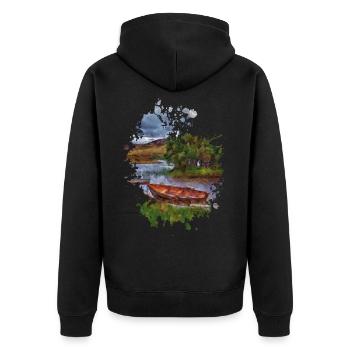 Boot - Unisex Premium Bio Zip Hoodie - Schwarz - Hinten - Nico (187cm)