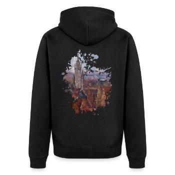 Stadt - Unisex Premium Bio Zip Hoodie - Schwarz - Hinten - Nico (187cm)