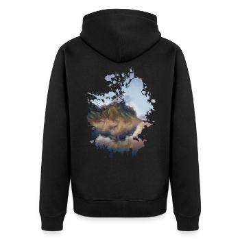 Landschaft - Unisex Premium Bio Zip Hoodie - Schwarz - Hinten - Nico (187cm)