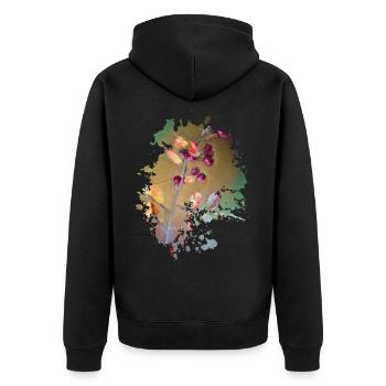 Pflanze - Unisex Premium Bio Zip Hoodie - Schwarz - Hinten - Nico (187cm)