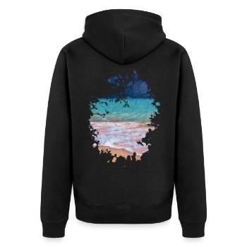 Strand - Unisex Premium Bio Zip Hoodie - Schwarz - Hinten - Nico (187cm)