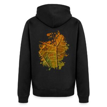Blatt - Unisex Premium Bio Zip Hoodie - Schwarz - Hinten - Nico (187cm)