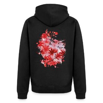 Blätter - Unisex Premium Bio Zip Hoodie - Schwarz - Hinten - Nico (187cm)