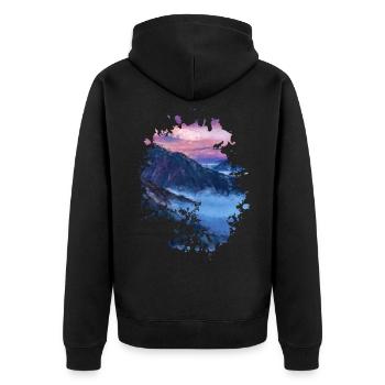 Landschaft - Unisex Premium Bio Zip Hoodie - Schwarz - Hinten - Nico (187cm)