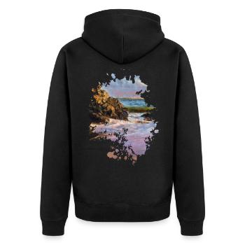 Strand - Unisex Premium Bio Zip Hoodie - Schwarz - Hinten - Nico (187cm)