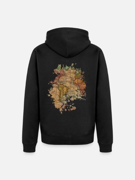 Landkarte - Unisex Premium Bio Zip Hoodie - Schwarz