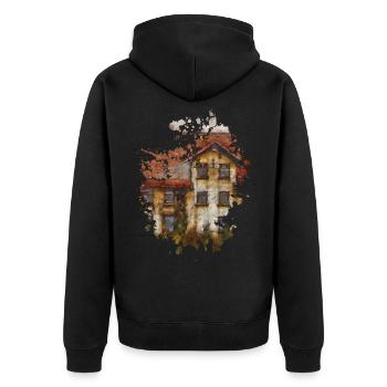 Haus - Unisex Premium Bio Zip Hoodie - Schwarz - Hinten - Nico (187cm)