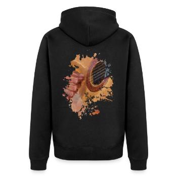 Gitarre - Unisex Premium Bio Zip Hoodie - Schwarz - Hinten - Nico (187cm)