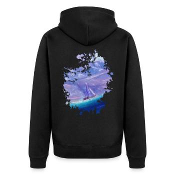 Boot - Unisex Premium Bio Zip Hoodie - Schwarz - Hinten - Nico (187cm)