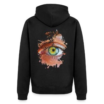 Auge - Unisex Premium Bio Zip Hoodie - Schwarz - Hinten - Nico (187cm)