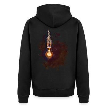 Glühbirne - Unisex Premium Bio Zip Hoodie - Schwarz - Hinten - Nico (187cm)