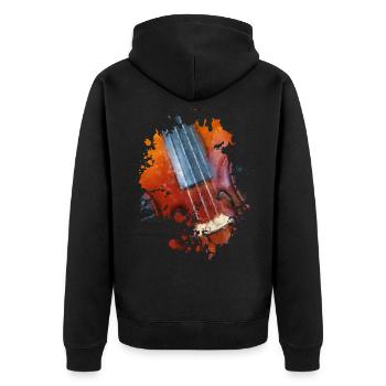 Violine - Unisex Premium Bio Zip Hoodie - Schwarz - Hinten - Nico (187cm)