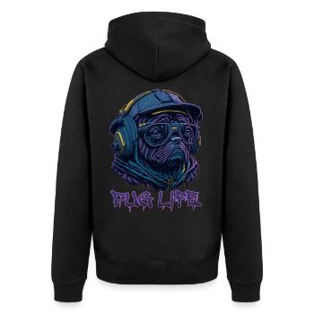 Pug Life - Unisex Premium Bio Zip Hoodie - Schwarz - Hinten - Nico (187cm)