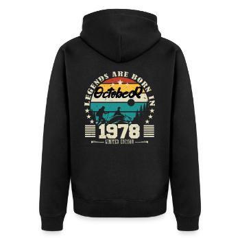 Octobre 1978. Cadeau anniversaire octobre 1978. - Veste à capuche bio Premium Unisexe - noir - Dos - Nico (187cm)