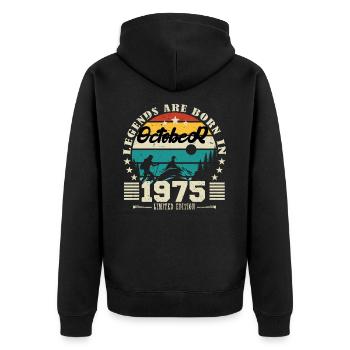 Oktober 1975. Oktober 1975 Geschenk zum Jahrestag. - Unisex Premium Bio Zip Hoodie - Schwarz - Hinten - Nico (187cm)