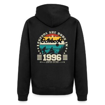 October 1996. October 1996 Birthday Gift. - Unisex Premium Organic Zip Hoodie - black - Back - Nico (187cm)